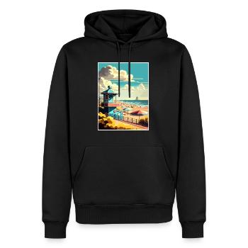Zandvoort Niederlande Vintage Reiseposter WPA - Männer Premium Bio Hoodie - Schwarz - Vorne - Nico (187cm)