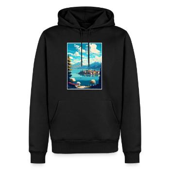 Lago Maggiore Schweiz Vintage Reiseposter - Männer Premium Bio Hoodie - Schwarz - Vorne - Nico (187cm)