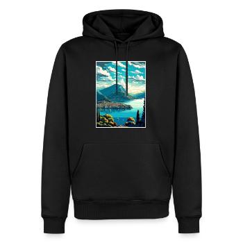 Lugano Suisse Vintage voyage affiche Souvenir - Sweat à capuche Premium bio Homme - noir - Devant - Nico (187cm)