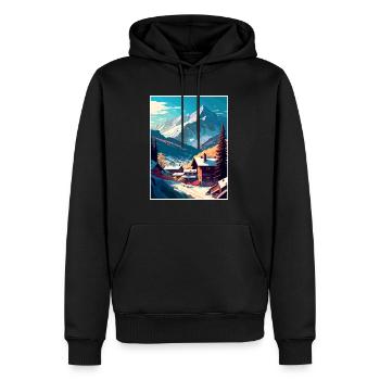 Seefeld Autriche Vintage voyage affiche WPA Souvenir - Sweat à capuche Premium bio Homme - noir - Devant - Nico (187cm)