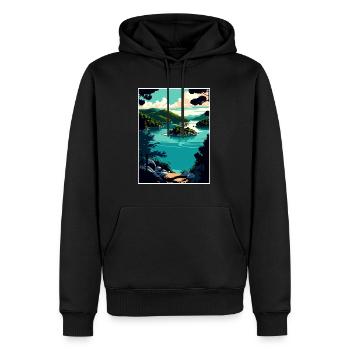Mljet Nationalpark Kroatien Vintage Reiseposter - Männer Premium Bio Hoodie - Schwarz - Vorne - Nico (187cm)
