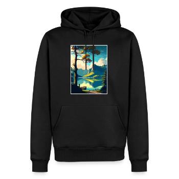 Wolfgangsee Austria Vintage Reiseposter Souvenir - Männer Premium Bio Hoodie - Schwarz - Vorne - Nico (187cm)