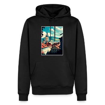 Graz Autriche Vintage voyage affiche WPA Souvenir - Sweat à capuche Premium bio Homme - noir - Devant - Nico (187cm)