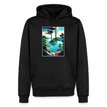 Mljet Nationalpark Kroatien Vintage Reiseposter - Männer Premium Bio Hoodie - Schwarz - Vorne - Nico (187cm)