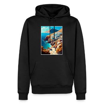 Folegandros Grèce Décoration Affiche De Voyage - Sweat à capuche Premium bio Homme - noir - Devant - Nico (187cm)