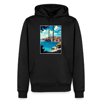 Primosten Kroatien Vintage Reiseposter Souvenir - Männer Premium Bio Hoodie - Schwarz - Vorne - Nico (187cm)