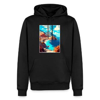 Karpathos Griechenland Dekoration Vintage Reiseposter - Männer Premium Bio Hoodie - Schwarz - Vorne - Nico (187cm)