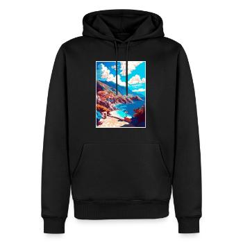 Karpathos Griechenland Dekoration Vintage Reiseposter - Männer Premium Bio Hoodie - Schwarz - Vorne - Nico (187cm)