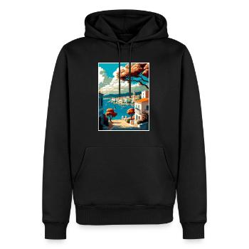 Spetses Griechenland Dekoration Vintage Reise Poster - Männer Premium Bio Hoodie - Schwarz - Vorne - Nico (187cm)