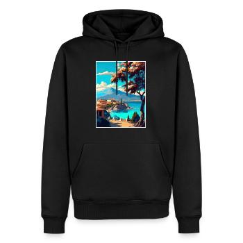 Kalamata Grèce Décoration Affiche de voyage vintage - Sweat à capuche Premium bio Homme - noir - Devant - Nico (187cm)