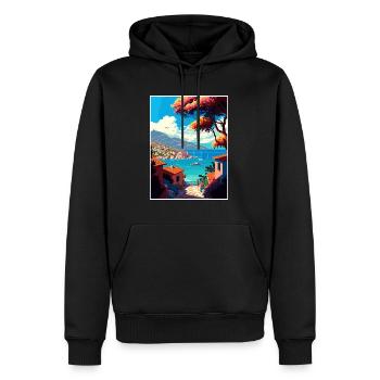 Lefkada Griechenland Dekoration Vintage Reise Poster - Männer Premium Bio Hoodie - Schwarz - Vorne - Nico (187cm)