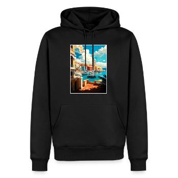 Heraklion Griechenland Dekoration Vintage Reiseposter - Männer Premium Bio Hoodie - Schwarz - Vorne - Nico (187cm)