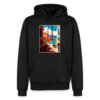 Chania Griechenland Dekoration Vintage Reiseposter WPA - Männer Premium Bio Hoodie - Schwarz - Vorne - Nico (187cm)