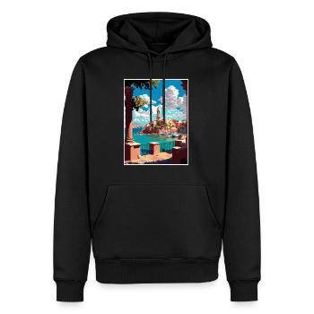 Chania Griechenland Dekoration Vintage Reiseposter WPA - Männer Premium Bio Hoodie - Schwarz - Vorne - Nico (187cm)