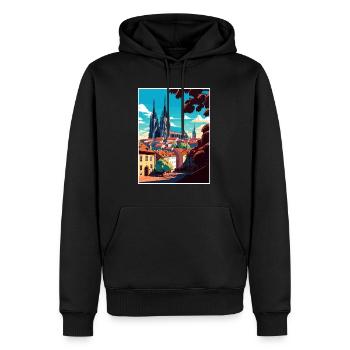 Brno République tchèque Vintage voyage affiche Souvenir - Sweat à capuche Premium bio Homme - noir - Devant - Nico (187cm)