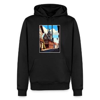 Weimar Germany Vintage Travel Poster WPA Souvenir - Men’s Premium Organic Hoodie - black - Front - Nico (187cm)