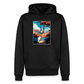 Tomar Portugal Vintage voyage affiche WPA Souvenir - Sweat à capuche Premium bio Homme - noir - Devant - Nico (187cm)