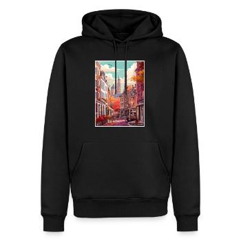 Brussels Belgium Vintage Travel Poster Souvenir - Men’s Premium Organic Hoodie - black - Front - Nico (187cm)