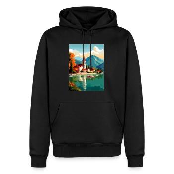 Lake Annecy Vintage Reiseposter WPA Souvenir - Männer Premium Bio Hoodie - Schwarz - Vorne - Nico (187cm)