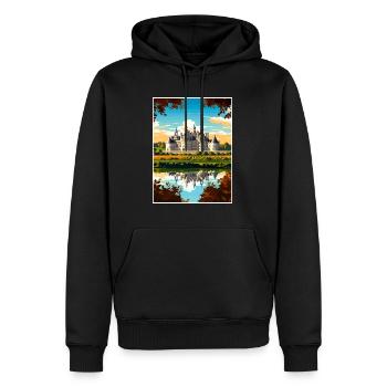 Vallée de la Loire France Vintage voyage affiche Souvenir - Sweat à capuche Premium bio Homme - noir - Devant - Nico (187cm)