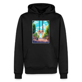 Arc De Triomphe France Paris Vintage Affiche De Voyage - Sweat à capuche Premium bio Homme - noir - Devant - Nico (187cm)
