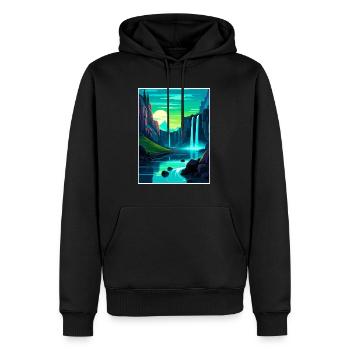 Aurora Borealis Island Vintage Reiseposter WPA - Männer Premium Bio Hoodie - Schwarz - Vorne - Nico (187cm)