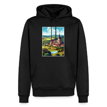 Dordogne Décoration Vintage Voyage Affiche Souvenir - Sweat à capuche Premium bio Homme - noir - Devant - Nico (187cm)
