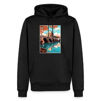 St Angelo Bridge Italy Vintage Travel Poster WPA - Men’s Premium Organic Hoodie - black - Front - Nico (187cm)