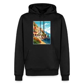 Amalfi Italie Décoration Vintage Voyage Affiche WPA - Sweat à capuche Premium bio Homme - noir - Devant - Nico (187cm)