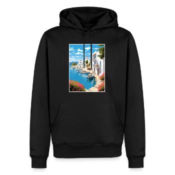 Paros Grèce Décoration Vintage Voyage Affiche WPA - Sweat à capuche Premium bio Homme - noir - Devant - Nico (187cm)