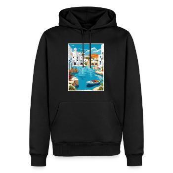 Paros Grèce Décoration Vintage Voyage Affiche WPA - Sweat à capuche Premium bio Homme - noir - Devant - Nico (187cm)
