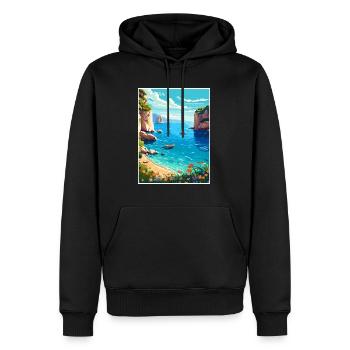 Zakynthos Grèce Décoration Grec Voyage Affiche - Sweat à capuche Premium bio Homme - noir - Devant - Nico (187cm)