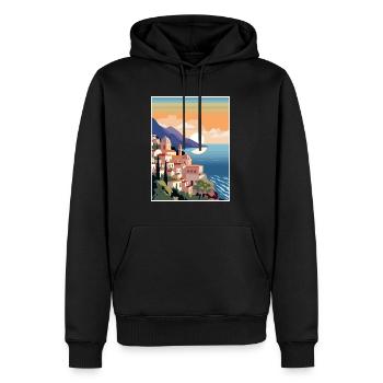 Amalfi Italie Décoration Vintage Voyage Affiche WPA - Sweat à capuche Premium bio Homme - noir - Devant - Nico (187cm)