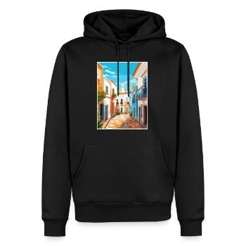 Evora Portugal Vintage Travel Poster WPA Souvenir - Men’s Premium Organic Hoodie - black - Front - Nico (187cm)