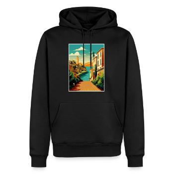 Sicile Italie Décoration Vintage Voyage Affiche WPA - Sweat à capuche Premium bio Homme - noir - Devant - Nico (187cm)