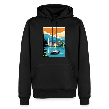 Comer See Italien Dekoration Vintage Reiseposter - Männer Premium Bio Hoodie - Schwarz - Vorne - Nico (187cm)