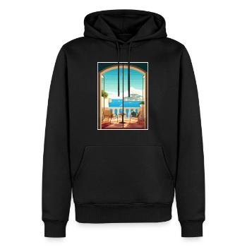 Capri Italie Décoration Vintage Voyage Affiche WPA - Sweat à capuche Premium bio Homme - noir - Devant - Nico (187cm)