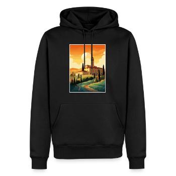 Toscane Italie Décoration Vintage Voyage Affiche WPA - Sweat à capuche Premium bio Homme - noir - Devant - Nico (187cm)