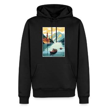 Comer See Italien Dekoration Vintage Reiseposter - Männer Premium Bio Hoodie - Schwarz - Vorne - Nico (187cm)