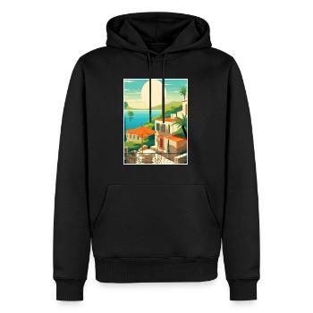 Capri Italie Décoration Vintage Voyage Affiche WPA - Sweat à capuche Premium bio Homme - noir - Devant - Nico (187cm)