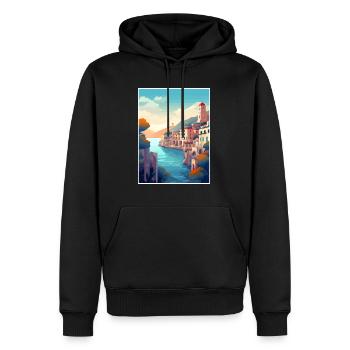Amalfi Italie Décoration Vintage Voyage Affiche WPA - Sweat à capuche Premium bio Homme - noir - Devant - Nico (187cm)