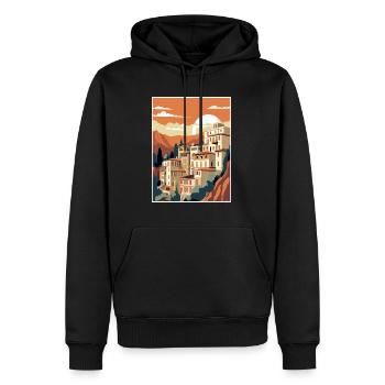 Cuenca Espagne Vintage voyage affiche WPA Souvenir - Sweat à capuche Premium bio Homme - noir - Devant - Nico (187cm)