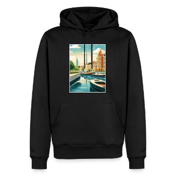 Copenhague Danemark Vintage voyage affiche Souvenir - Sweat à capuche Premium bio Homme - noir - Devant - Nico (187cm)