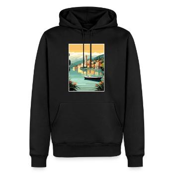 Comer See Italien Dekoration Vintage Reiseposter - Männer Premium Bio Hoodie - Schwarz - Vorne - Nico (187cm)