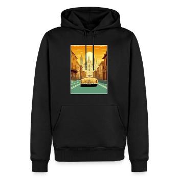 Milan Espagne Ibiza Vintage voyage affiche Souvenir - Sweat à capuche Premium bio Homme - noir - Devant - Nico (187cm)