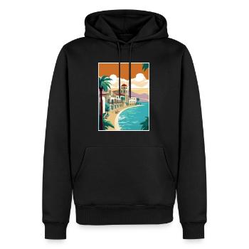 Costa Blanca Spain Vintage Travel Poster Souvenir - Men’s Premium Organic Hoodie - black - Front - Nico (187cm)