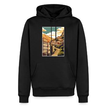 Cuenca Espagne Vintage voyage affiche WPA Souvenir - Sweat à capuche Premium bio Homme - noir - Devant - Nico (187cm)