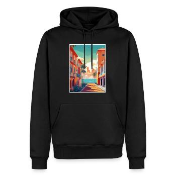 Costa del Sol Spanien Vintage Reiseposter Souvenir - Männer Premium Bio Hoodie - Schwarz - Vorne - Nico (187cm)