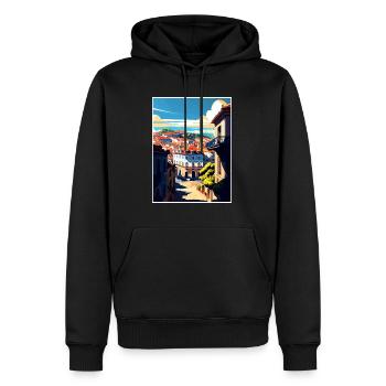 Viseu Portugal Vintage voyage affiche WPA Souvenir - Sweat à capuche Premium bio Homme - noir - Devant - Nico (187cm)