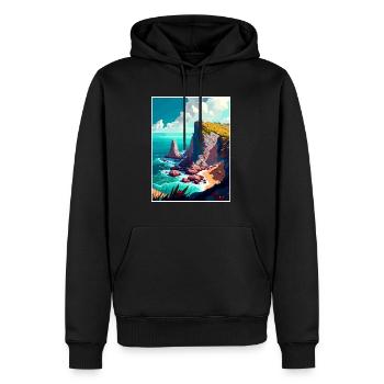 Cabo Da Roca Portugal Affiche de voyage Vintage WPA - Sweat à capuche Premium bio Homme - noir - Devant - Nico (187cm)
